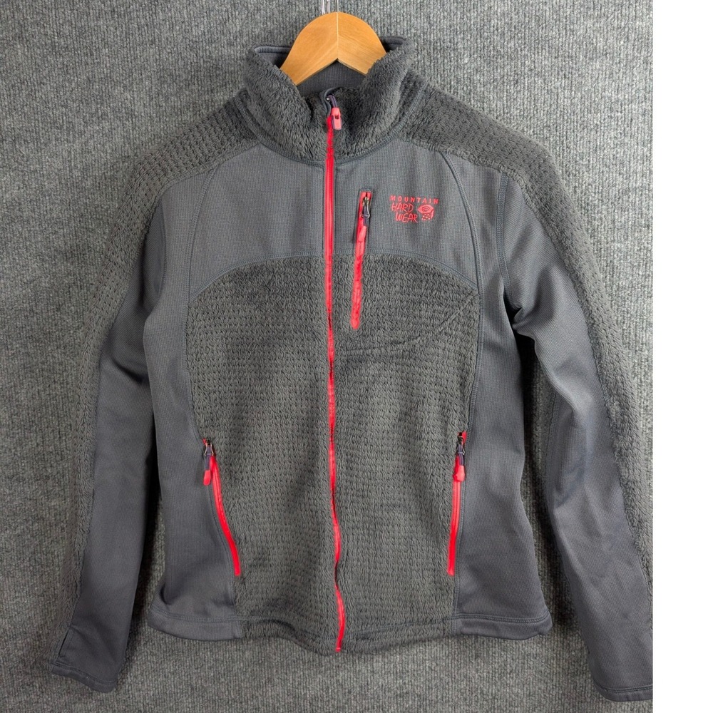 Mountain Hardwear Womens Polartec Thermal Pro Fleece Jacket Grey Red Medium